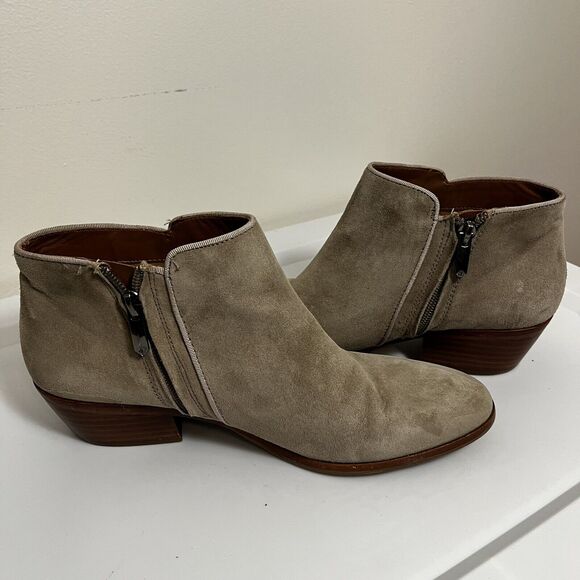 Sam Edelman Womens Petty Putty Beige Suede‎ Leather Zip Ankle Bootie sz 8.5 READ - Picture 2 of 9